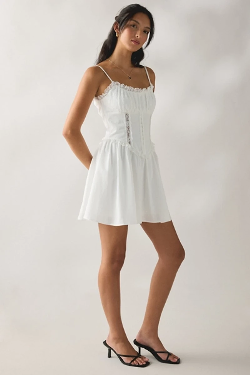 Kiss The Sky Maisie Frill Lace Trim Corset Mini Dress