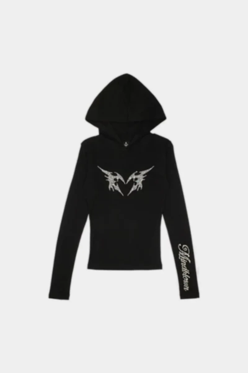 Mindblown Dark Angel Rhinestone Hooded Baby Tee
