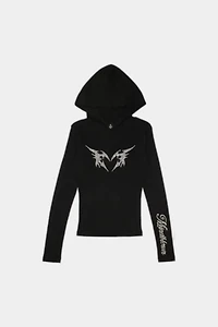 Mindblown Dark Angel Rhinestone Hooded Baby Tee