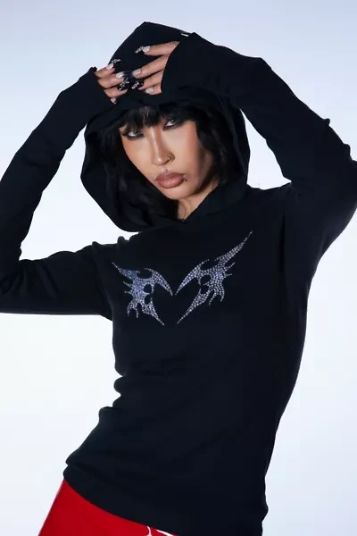 Mindblown Dark Angel Rhinestone Hooded Baby Tee