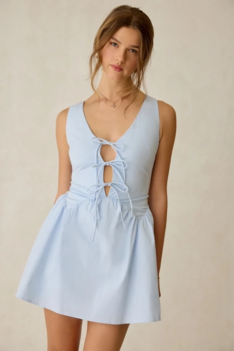 Kiss The Sky Ariana Tie-Front Corset Mini Dress