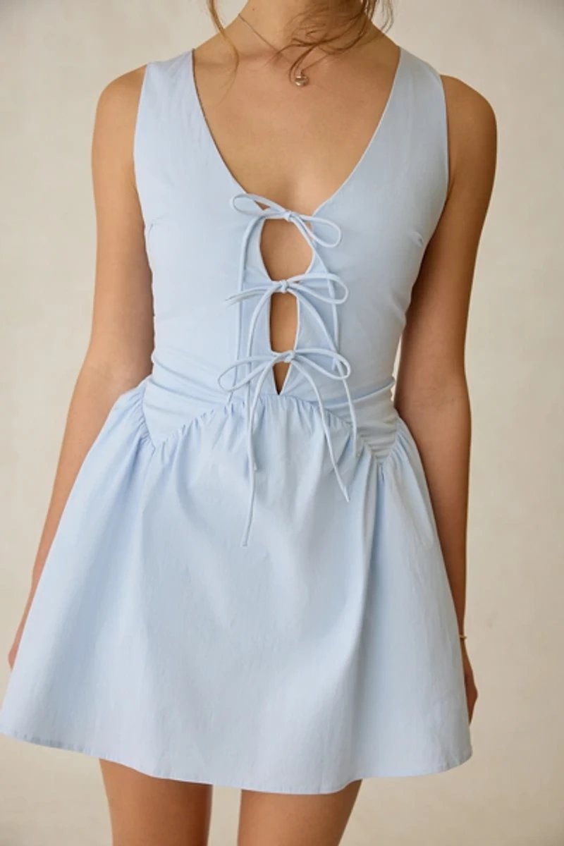 Kiss The Sky Ariana Tie-Front Corset Mini Dress