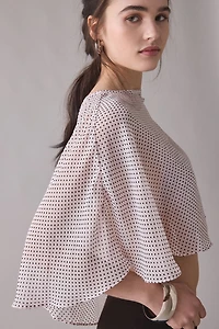 AFRM Enza Mauve Pin Dot Sheer Cape Top
