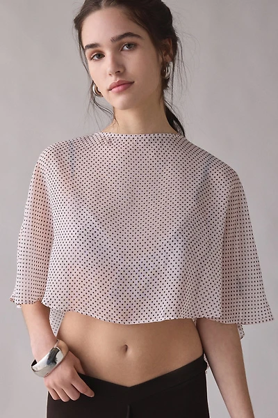 AFRM Enza Mauve Pin Dot Sheer Cape Top