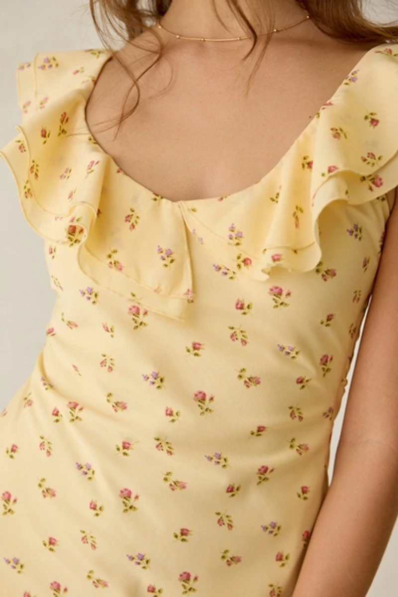 Kiss The Sky Debbie Frill Tie-Back Slip Mini Dress