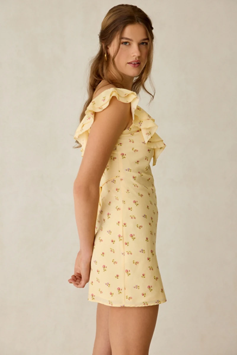 Kiss The Sky Debbie Frill Tie-Back Slip Mini Dress