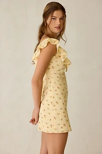 Kiss The Sky Debbie Frill Tie-Back Slip Mini Dress