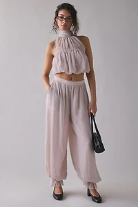 AFRM Laramie Mauve Pin Dot High Neck Halter Top