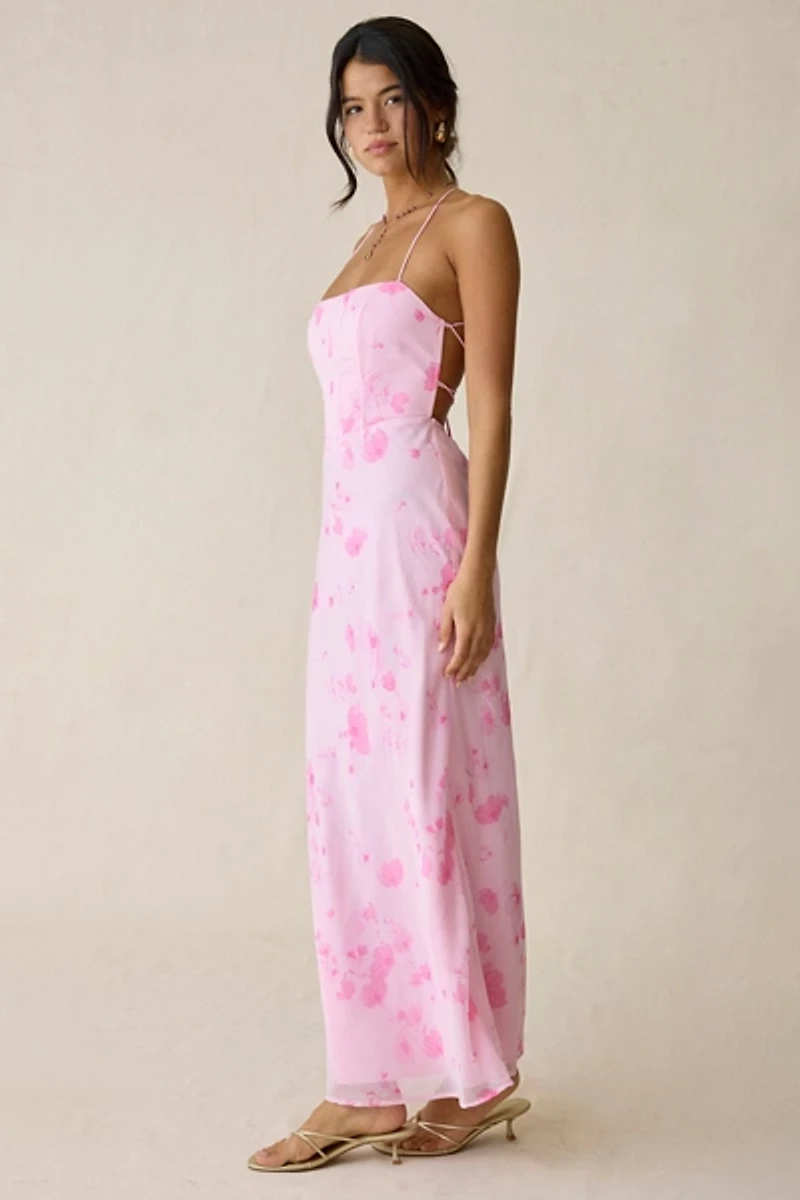 Kiss The Sky Ingrid Open Tie-Back Corset Maxi Dress