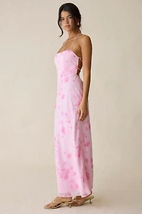 Kiss The Sky Ingrid Open Tie-Back Corset Maxi Dress