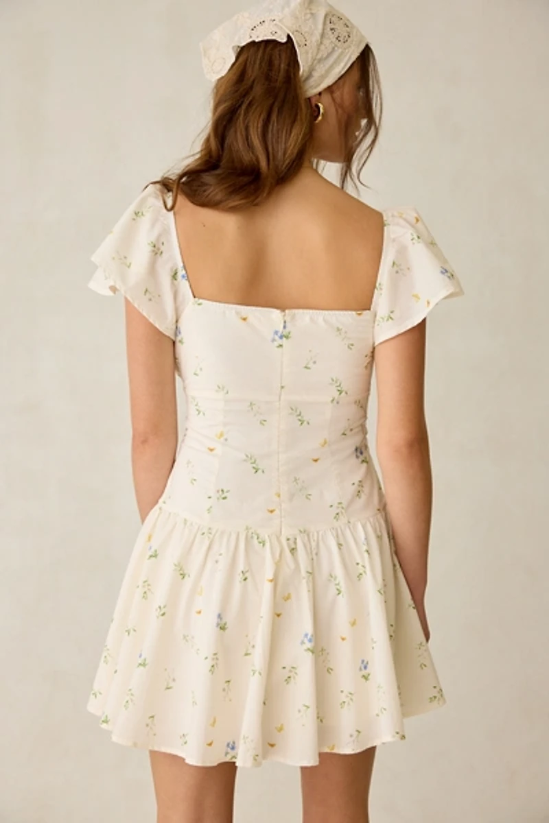 Kiss The Sky Bella Flutter Sleeve Corset Mini Dress