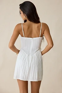 Kiss The Sky Hayley Shirred Seersucker V-Waist Mini Dress