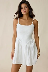 Kiss The Sky Hayley Shirred Seersucker V-Waist Mini Dress