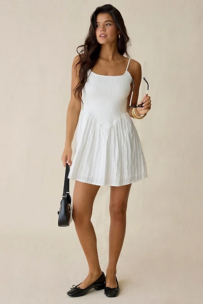 Kiss The Sky Hayley Shirred Seersucker V-Waist Mini Dress