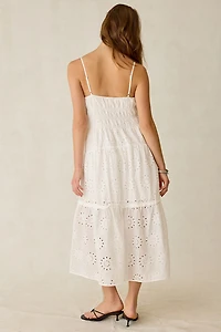 Kiss The Sky Seraphina Shirred Broderie Anglaise Tiered Maxi Dress