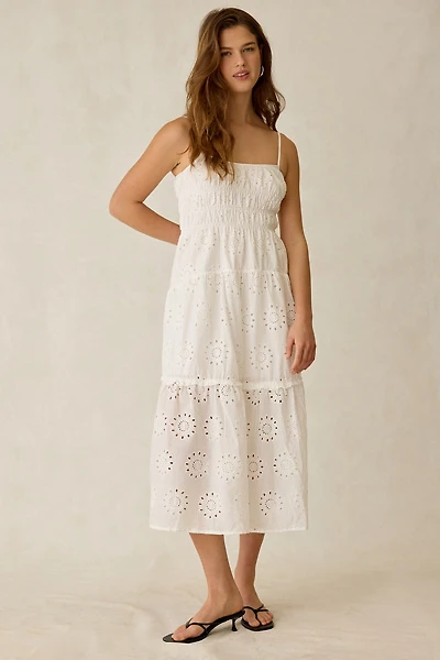 Kiss The Sky Seraphina Shirred Broderie Anglaise Tiered Maxi Dress