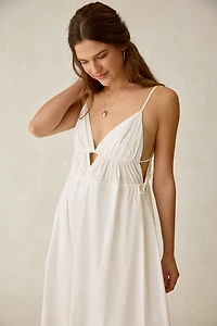 Kiss The Sky Lucia Gathered Tie White Maxi Dress