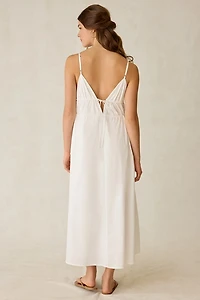Kiss The Sky Lucia Gathered Tie White Maxi Dress