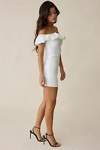 Kiss The Sky Head Clouds Off-The-Shoulder Mini Dress