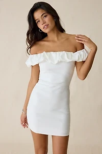 Kiss The Sky Head Clouds Off-The-Shoulder Mini Dress