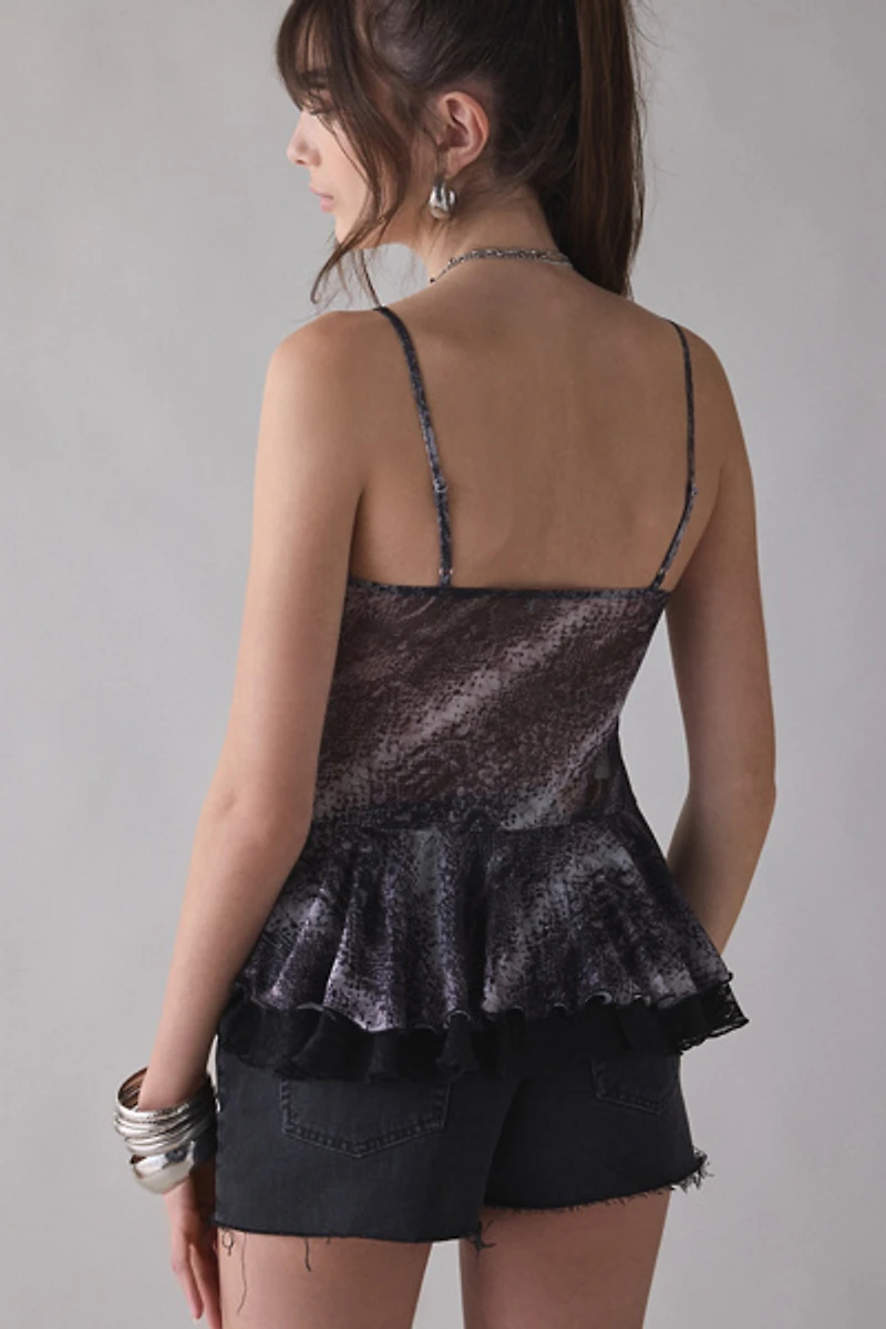 Kimchi Blue Ella Flyaway Ruffle Lace Trim Cami