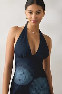 Kimchi Blue Flowerbeds Plunging Halter Mini Dress