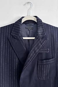 Engineered Garments Navy Wool Pinstripe Blazer
