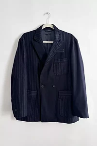 Engineered Garments Navy Wool Pinstripe Blazer