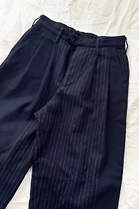 Engineered Garments Navy Wool Pinstripe Trousers