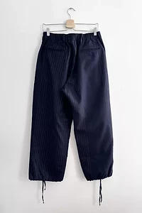 Engineered Garments Navy Wool Pinstripe Trousers
