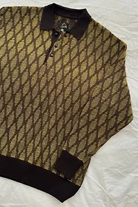 Needles Jacquard Long Sleeve Knitted Polo