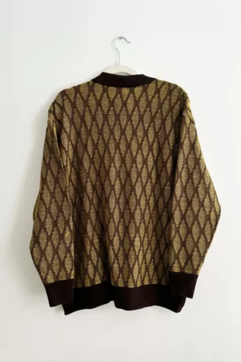 Needles Jacquard Long Sleeve Knitted Polo