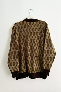 Needles Jacquard Long Sleeve Knitted Polo