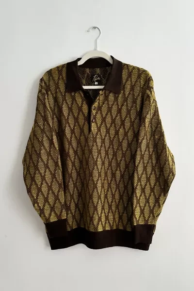 Needles Jacquard Long Sleeve Knitted Polo