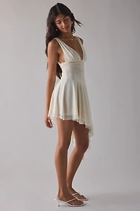 UO Be My Darling Studded Mesh Asymmetric Mini Dress