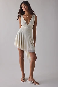 UO Be My Darling Studded Mesh Asymmetric Mini Dress