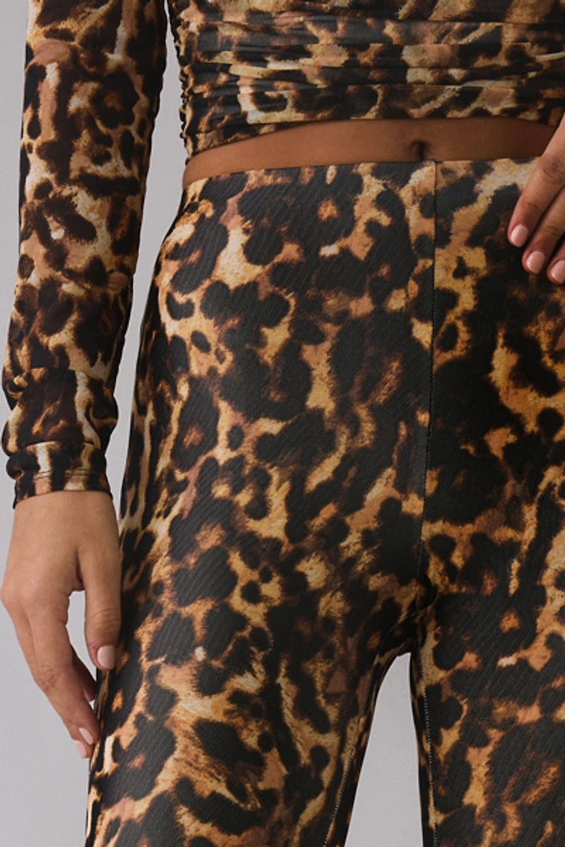 AFRM Gianna Animal Print Mesh Capri Pant