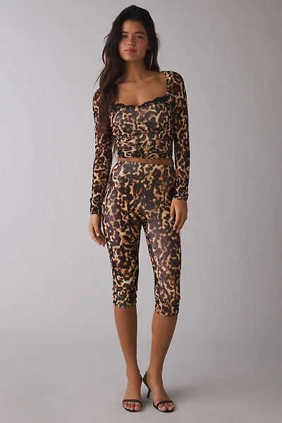 AFRM Gianna Animal Print Mesh Capri Pant