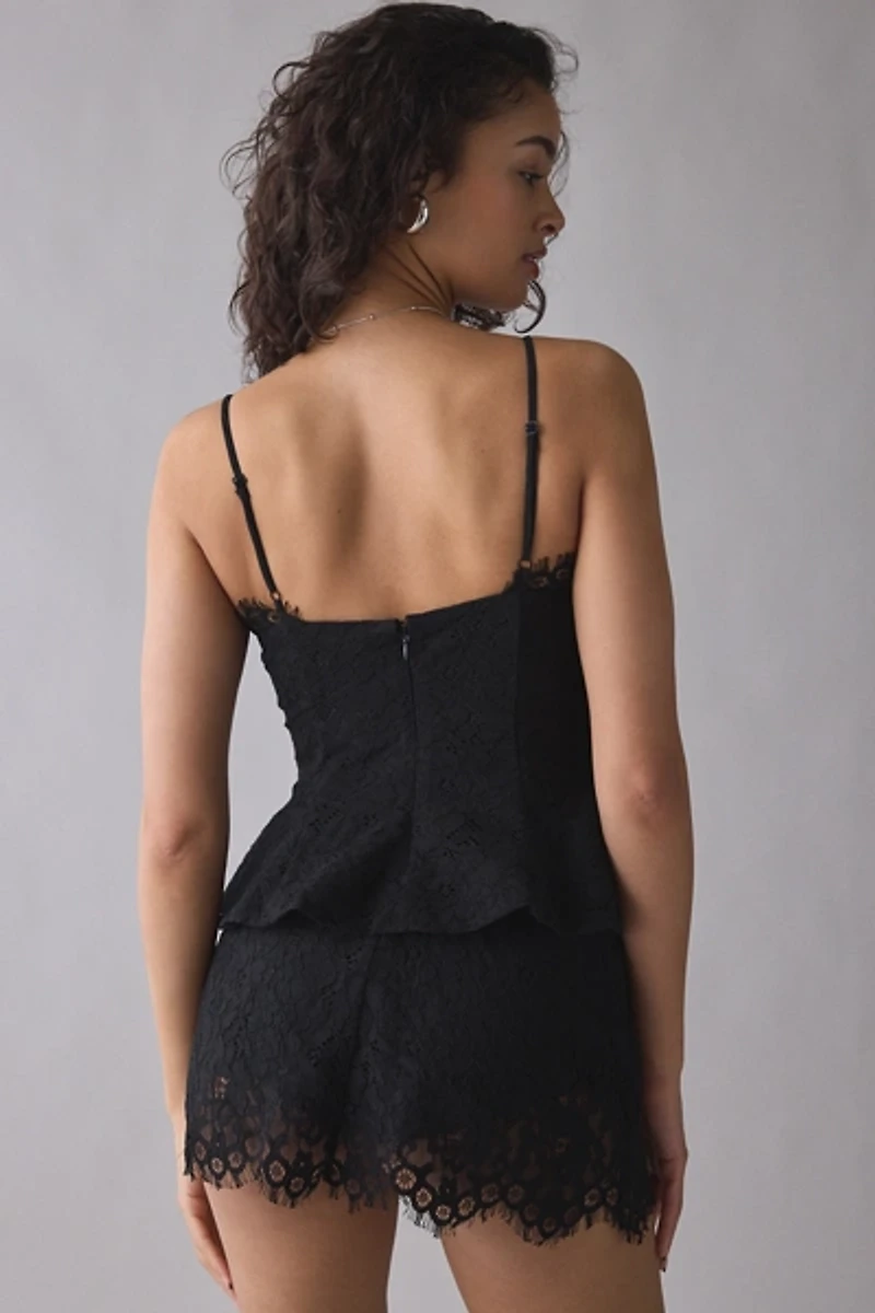 AFRM Ari Peplum Scalloped Lace Camisole