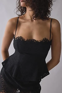 AFRM Ari Peplum Scalloped Lace Camisole