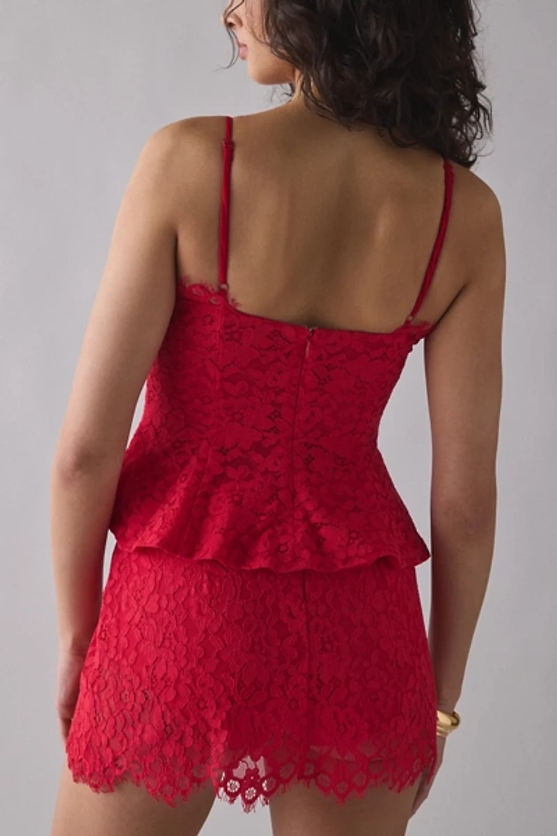 AFRM Ari Peplum Scalloped Lace Camisole