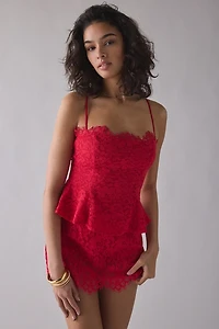 AFRM Ari Peplum Scalloped Lace Camisole