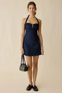 UO Hold Me Close Keyhole Halter Mini Dress