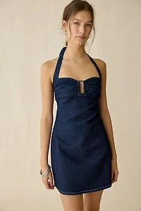 UO Hold Me Close Keyhole Halter Mini Dress