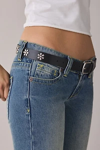 Bloom Flower Studded Leather Belt