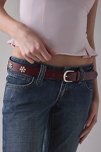 Bloom Flower Studded Leather Belt