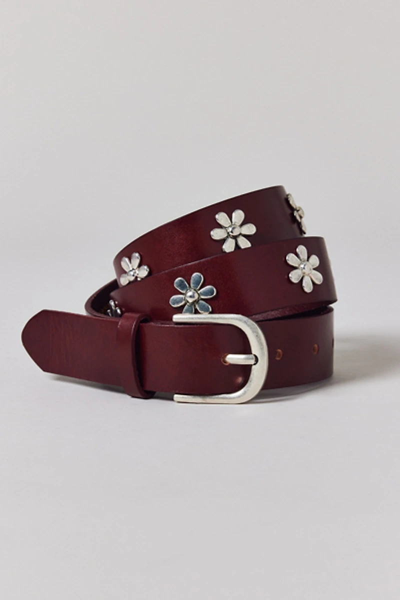 Bloom Flower Studded Leather Belt