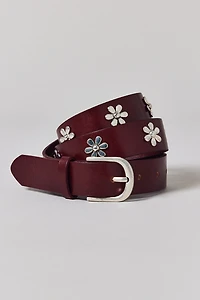 Bloom Flower Studded Leather Belt