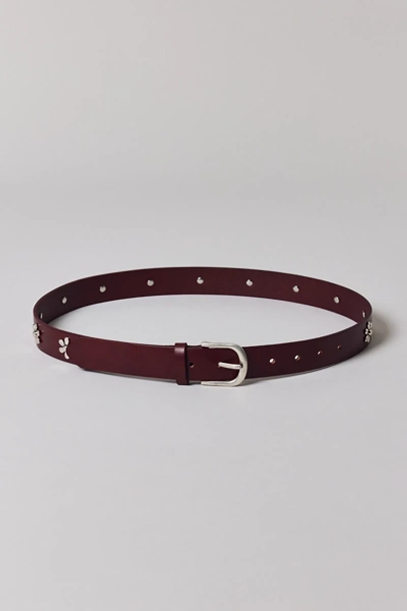 Bloom Flower Studded Leather Belt