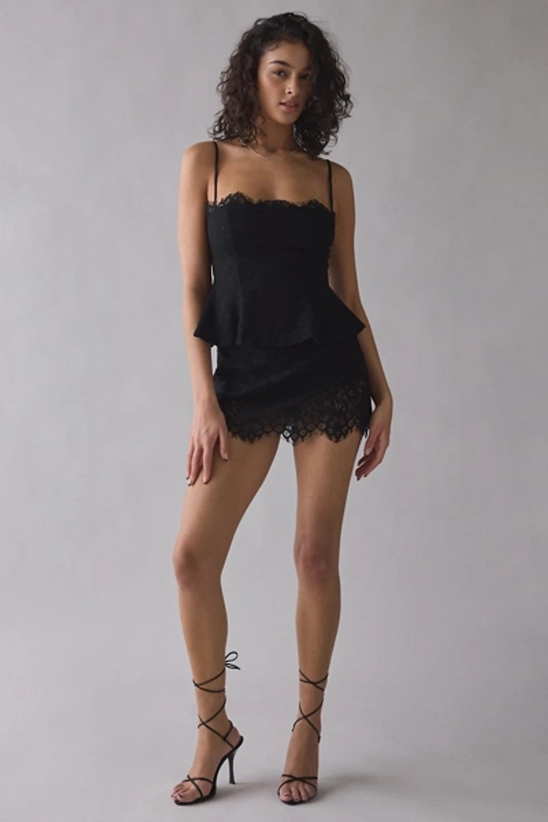 AFRM Presley Sheer Scalloped Lace Mini Skirt